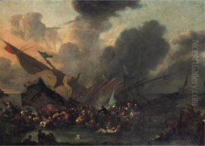 A Naval Battle Between Turks And Christians