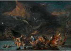 A Sea Battle Between Turks And Europeans, Said To Be The Battle Of Lepanto by Johannes Lingelbach