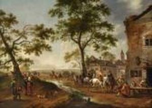 Dorflandschaft. by Johannes Lingelbach