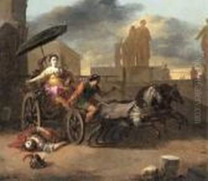 The Death Of Servius Tullius With Tullia In Her Chariot by Johannes Lingelbach