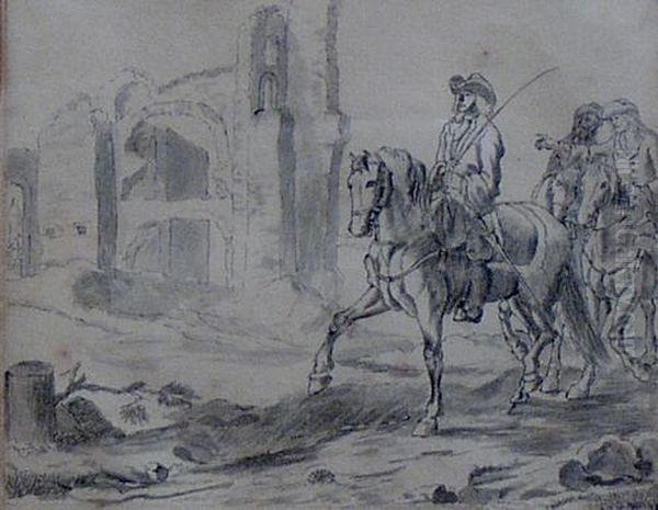 Horsemen In A Landscape, Ruins Beyond - view 1