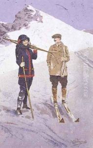 Skiers at Adelboden by Carlo Pellegrini