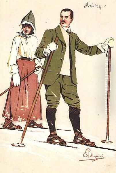 Two Skiers, 1909 - view 1