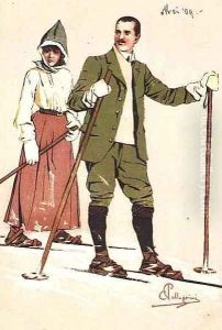 Two Skiers, 1909 by Carlo Pellegrini