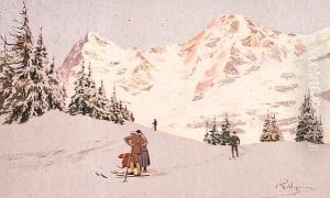 Snowscene at Wengen by Carlo Pellegrini