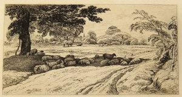 Sheep Grazing In Windsor Forest by John Linnell