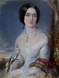Portrait Miniature- Portrait Of Helen Rose O'connell by John Linnell