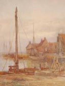 Rural Fishing Harbour Scene by John Linnell