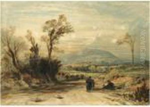Figures On A Track, In An Extensive Landscape Figures On A Track, In An Extensive Landscape