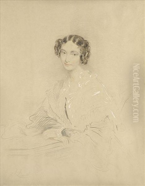 A Young Woman,half-length, Her Brown Hair In Ringlets - view 1