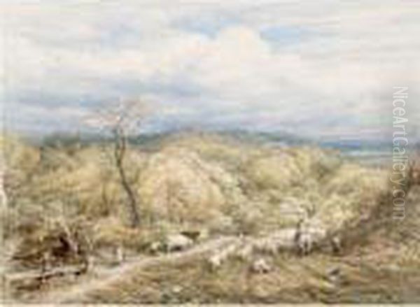 An Autumn Afternoon With Shepherd And Flock - view 1