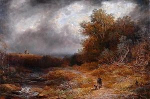 Walking By The River With A Windmmill In The Distance