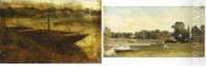 Study Of A Punt Moored At Twickenham; Study Of A River Landscape by John Linnell