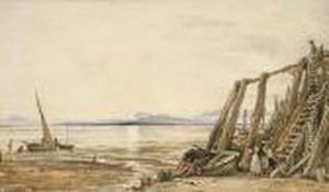 Fisherfolk On The Beach by John Linnell