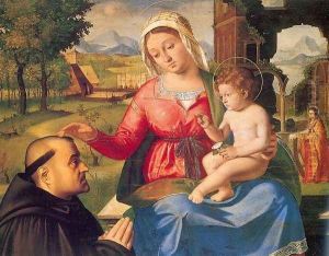 The Virgin and Child with a Donor 1510 by Andrea Previtali