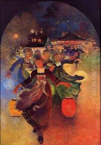 Breton Girls with Chinese Lanterns