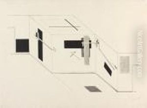 Der Prounenraum - Blatt 5 Der I. Kestnermappe, Proun by Eliezer Markowich Lissitzky