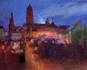 July 14th Fireworks at Bourg-de-Batz by Ferdinand Loyen Du Puigaudeau