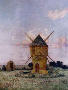 Brittany near Pulis (or Windmill near Guerande) by Ferdinand Loyen Du Puigaudeau