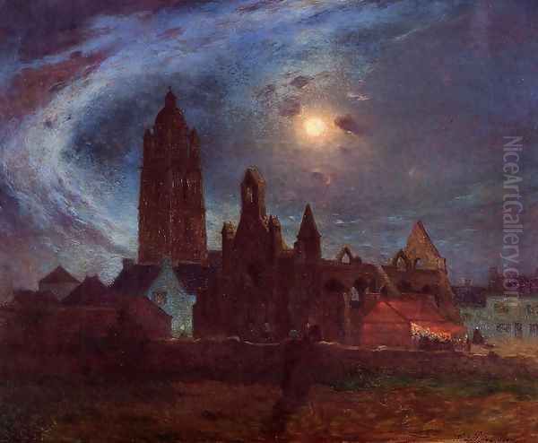 The Bourg-de-Batz Church under the Moon - view 1
