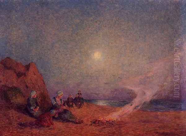 Le Pouldu, Woman on the Beach beside a Fire - view 1