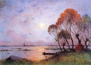 Sunset onthe Grande Briere 1926 by Ferdinand Loyen Du Puigaudeau