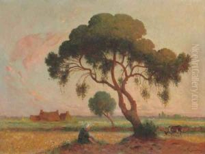 Bretonne assise sous le grand arbre by Ferdinand Loyen Du Puigaudeau
