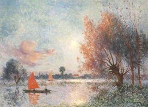 Voile sur un etang by Ferdinand Loyen Du Puigaudeau