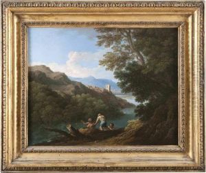 Paesaggio Fluviale Con Pescatori