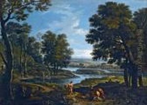 Paesaggio Fluviale Con Lavandaie E Pastori