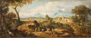 Classical Landscape With Shepherds And Flock by Andrea Locatelli