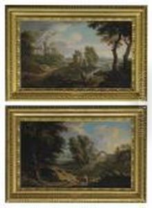 An Italianate River Landscape, 
With Figures; And An Italianate Landscape, With A Shepherd And His Flock by Andrea Locatelli