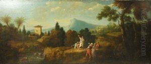 Arcadian Landscapes With Classical Figures And Buildings by Andrea Locatelli