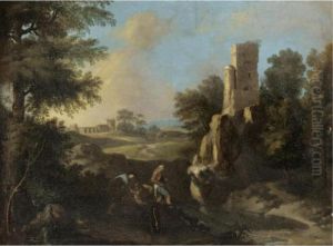 Landscape With Fishermen Near A Ruined Tower by Andrea Locatelli
