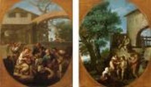Contadini Con Suonatore Di Mandolino by Andrea Locatelli