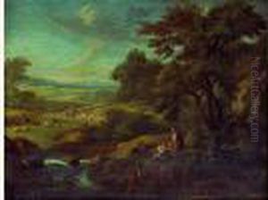 Paysage Pastoral Avec Une Riviere Dans La Campagne Italienne by Andrea Locatelli