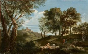 Paesaggio Collinare Con Viandanti E Mendicante (?) by Andrea Locatelli