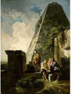 Capriccio With Figures Beside The Pyramid Of Gaius Cestius