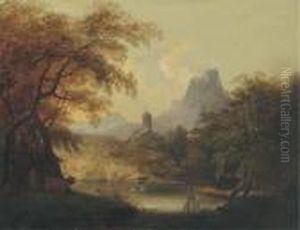 A Landscape With A Drover Crossing A Bridge