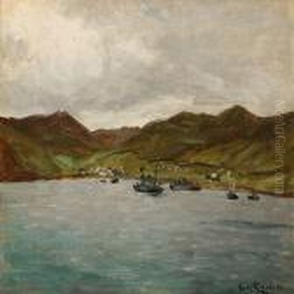 Coastal Scene With Ships In A Bay - view 1