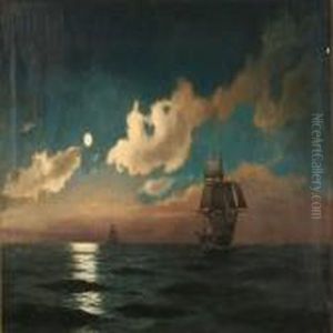 Seascape With Sailing Ships In The Moonlight