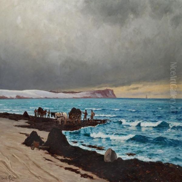 Seaweed Collectors On The Beach - view 1