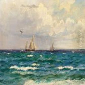 Bright Summer Day With Ships In The Sound
