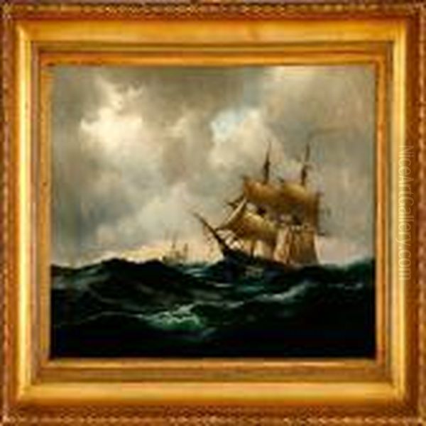 Marine With A French Brig In Heavy Sea - view 1