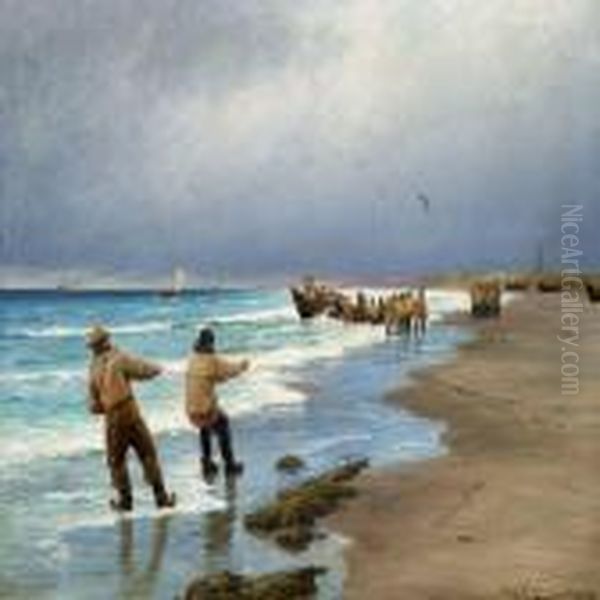 Fishermen On Skagen Beach - view 1