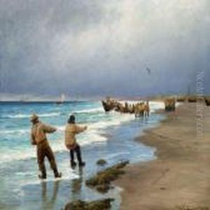 Fishermen On Skagen Beach by Carl Locher