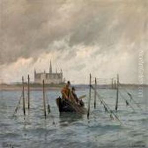 Costal Scenery At Kronborgcastle by Carl Locher