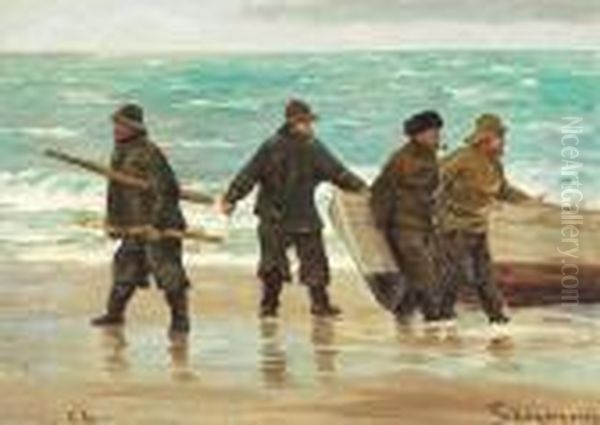 Fishermen On Skagen Beach - view 1