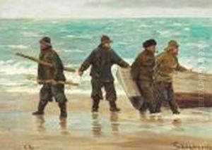 Fishermen On Skagen Beach by Carl Locher