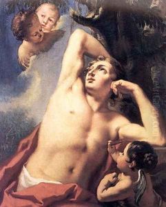 St Sebastian and Three Cherubs by Giovanni Antonio Pellegrini